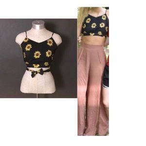 Zaful Sunflower Crop Top